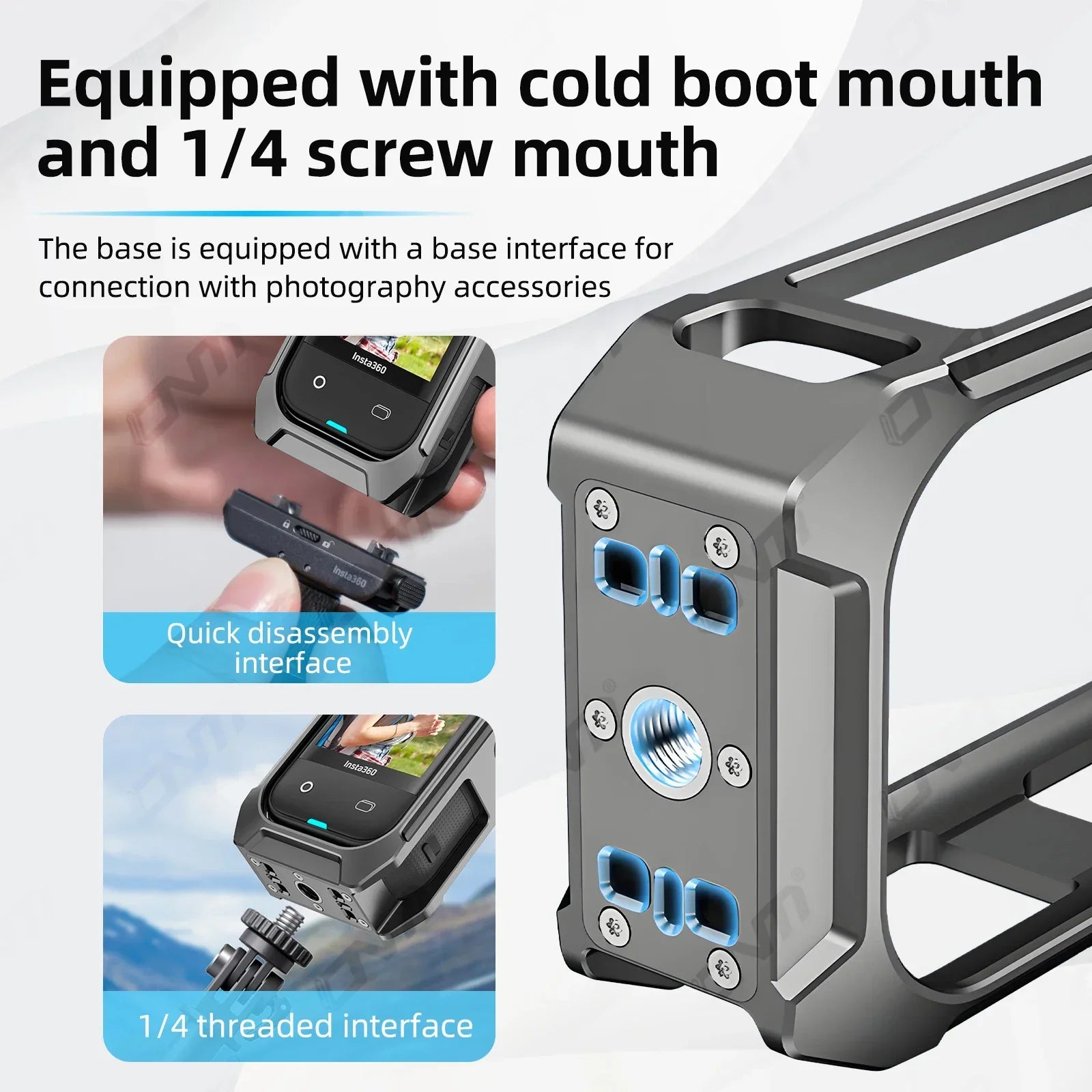 Aluminum Alloy Frame Case with Cold Shoe Mount for Insta360 X5