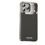 Hybrid Aluminum Alloy and Leather MagSafe Phone Case for iPhone 17 Series