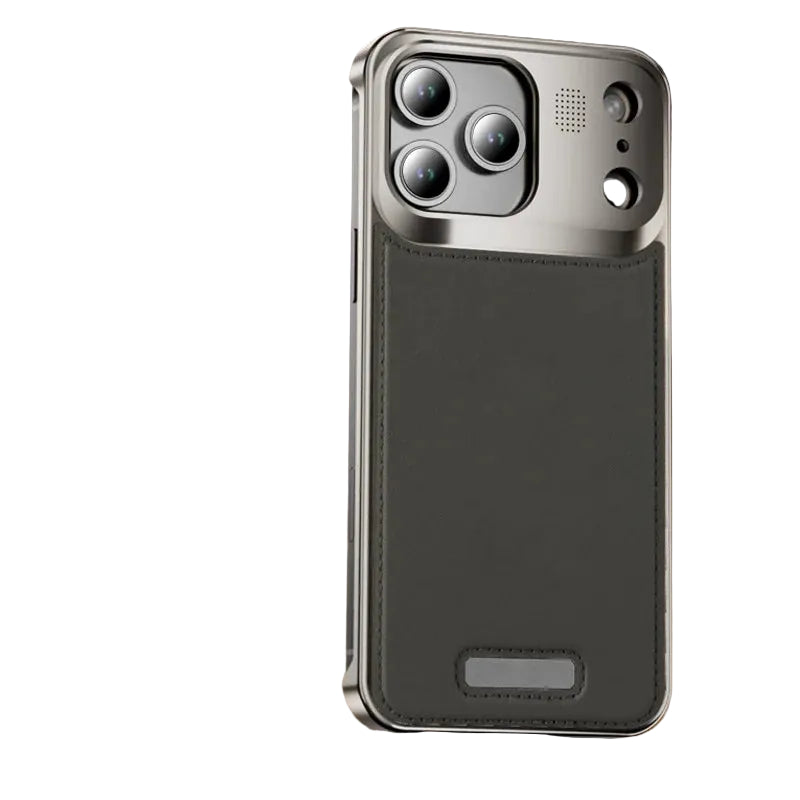 Hybrid Aluminum Alloy and Leather MagSafe Phone Case for iPhone 17 Series