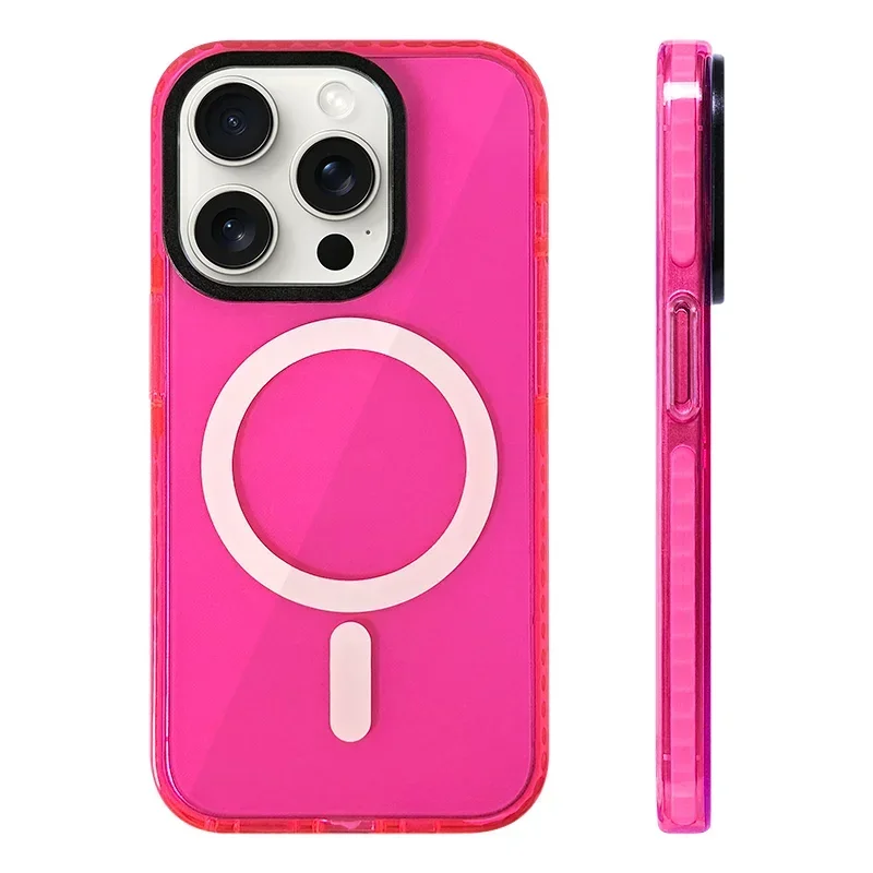 Soft Silicone Transparent Neon Color MagSafe Case for iPhone 15 Series