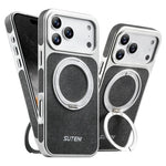 Denim Pattern PU Leather MagSafe Case with 360° Rotating Ring Stand for iPhone 17 Series