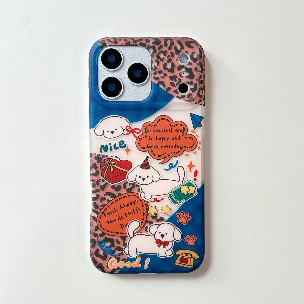 Cartoon Dog Splicing Pattern Matte Case for iPhone 17 Series