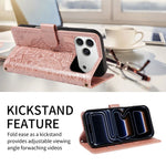 Embossed Datura Leather Wallet Case for iPhone 17 Series