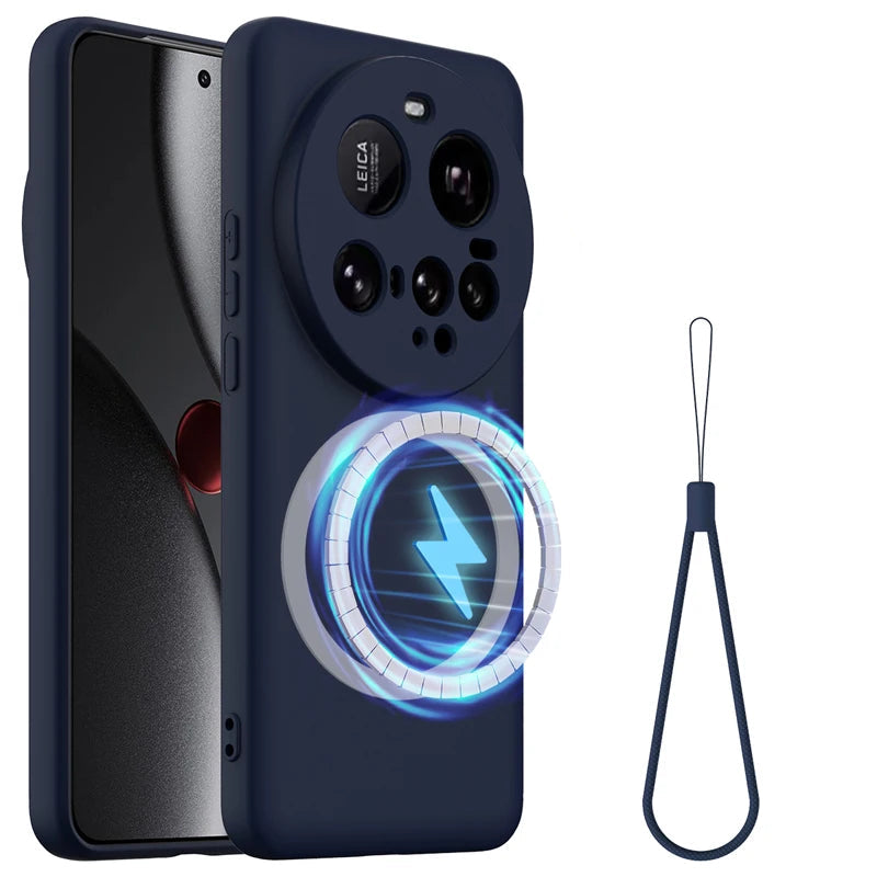 Premium Magnetic Silicone Case with Flocking Inside & Detachable Strap for Xiaomi 15 Ultra