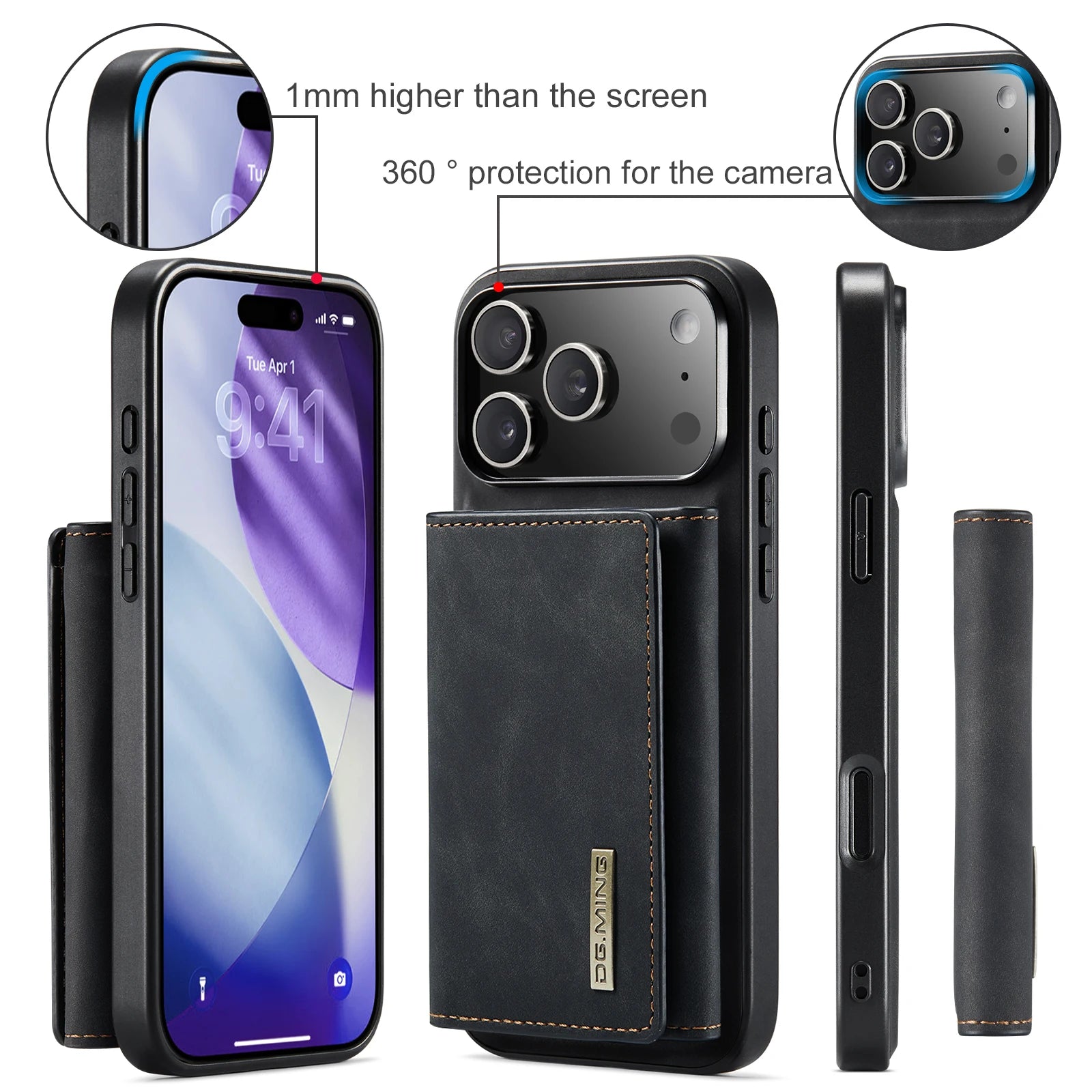 Luxury 2-in-1 Detachable Magnetic Leather Wallet Cover with Card Slots for iPhone 17 Series