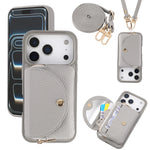 Crossbody Leather Wallet Case with Built-In Makeup Mirror for iPhone 17 Series