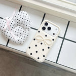 3D Black Polka Dot Bow Silicone Case for iPhone 17 Series