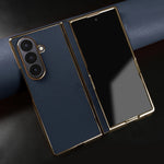 Genuine Leather Case with Raised Camera Protection Ring for Samsung Galaxy Z Fold 7