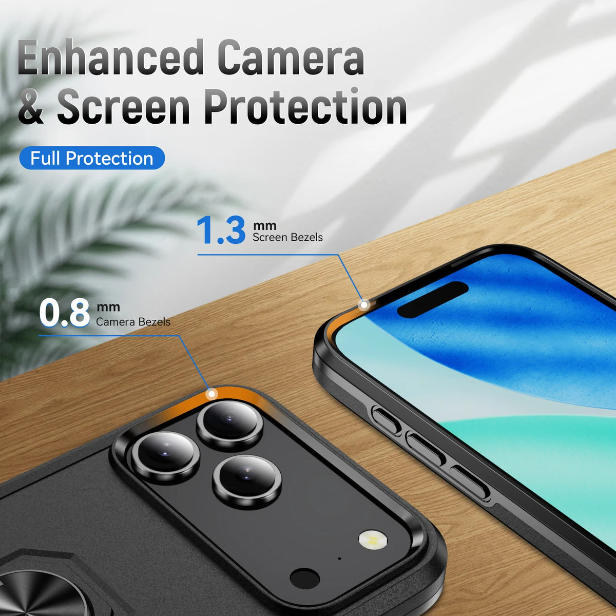 Shockproof TPU Case with Rotating Metal Ring Stand for iPhone 17 Series