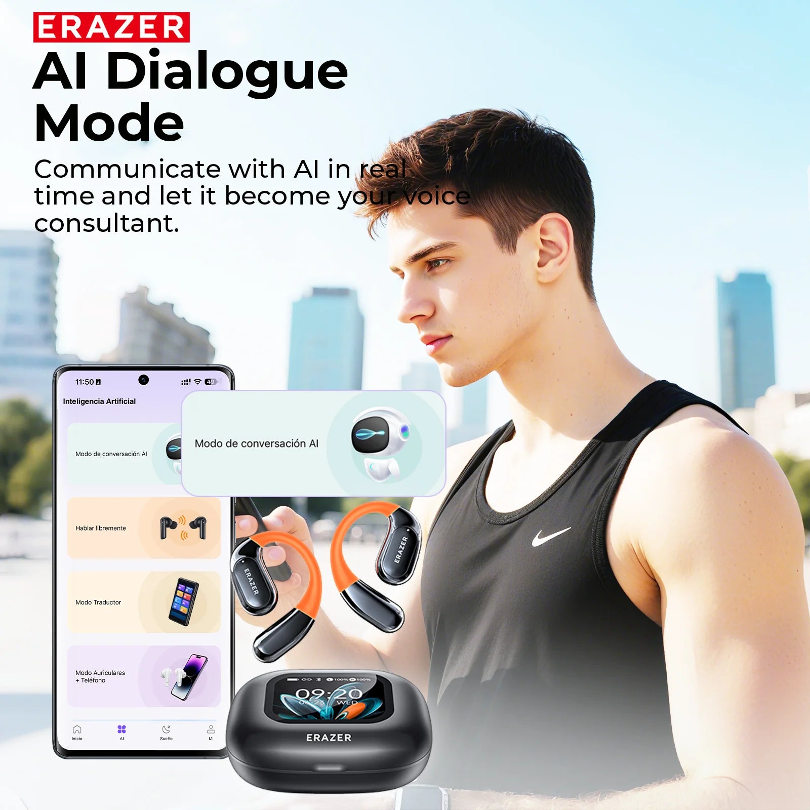 Lenovo ERAZER XP15 Open-Ear Wireless Earbuds with LCD Touch & AI Translator