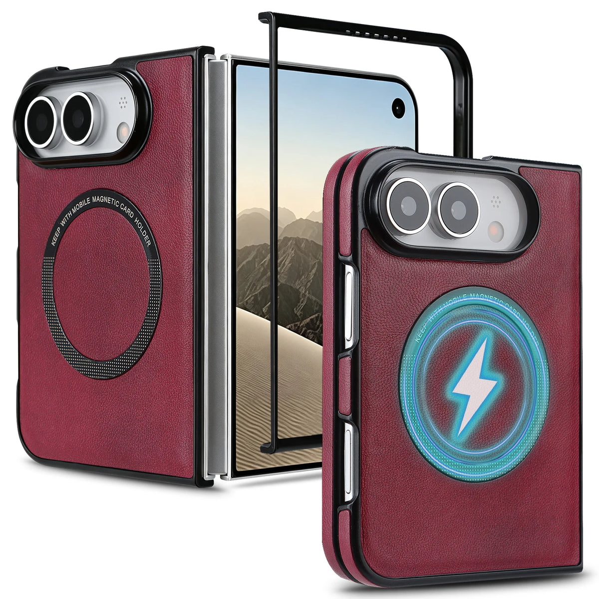 Premium Leather MagSafe Case with Raised Camera Protection for iPhone Duo