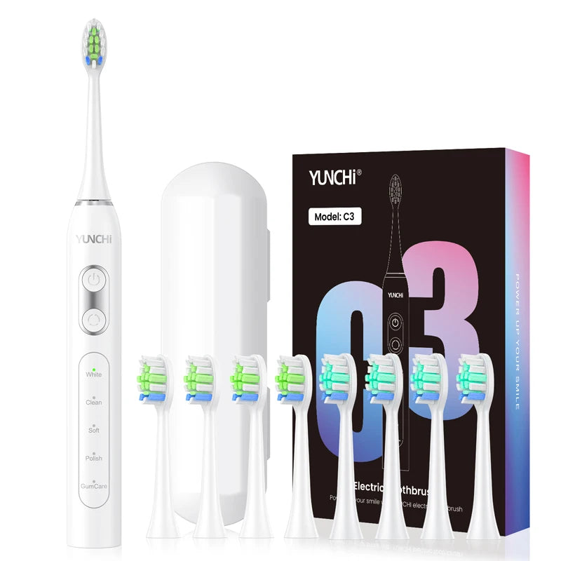 Yunchi C3 Sonic Electric Toothbrush with 5 Modes and Replacement Heads