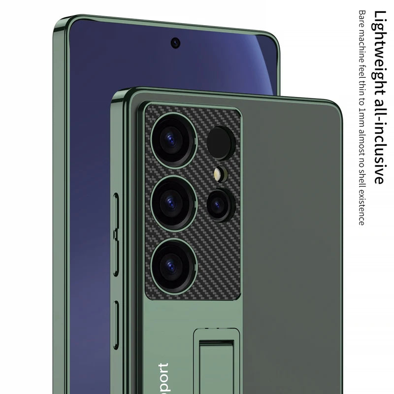 Hard PC Transparent Case with Camera Protection and Kickstand for Samsung Galaxy S25 Ultra