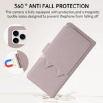 Leather Folio Wallet Case with Strap and Mirror for iPhone 17 Series