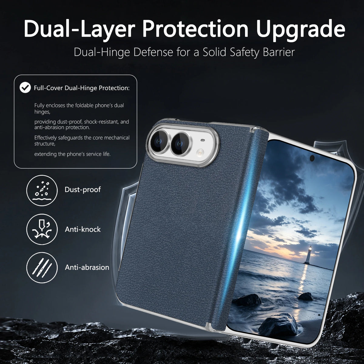 Leather MagSafe Case with Dual Hinge Protection for iPhone Duo