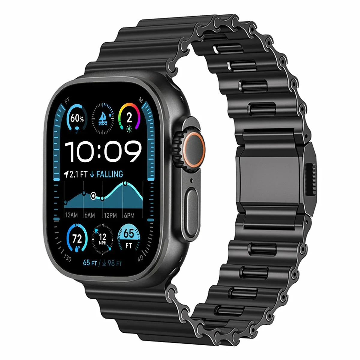 Premium Ocean-Style Stainless Steel Strap for Apple Watch