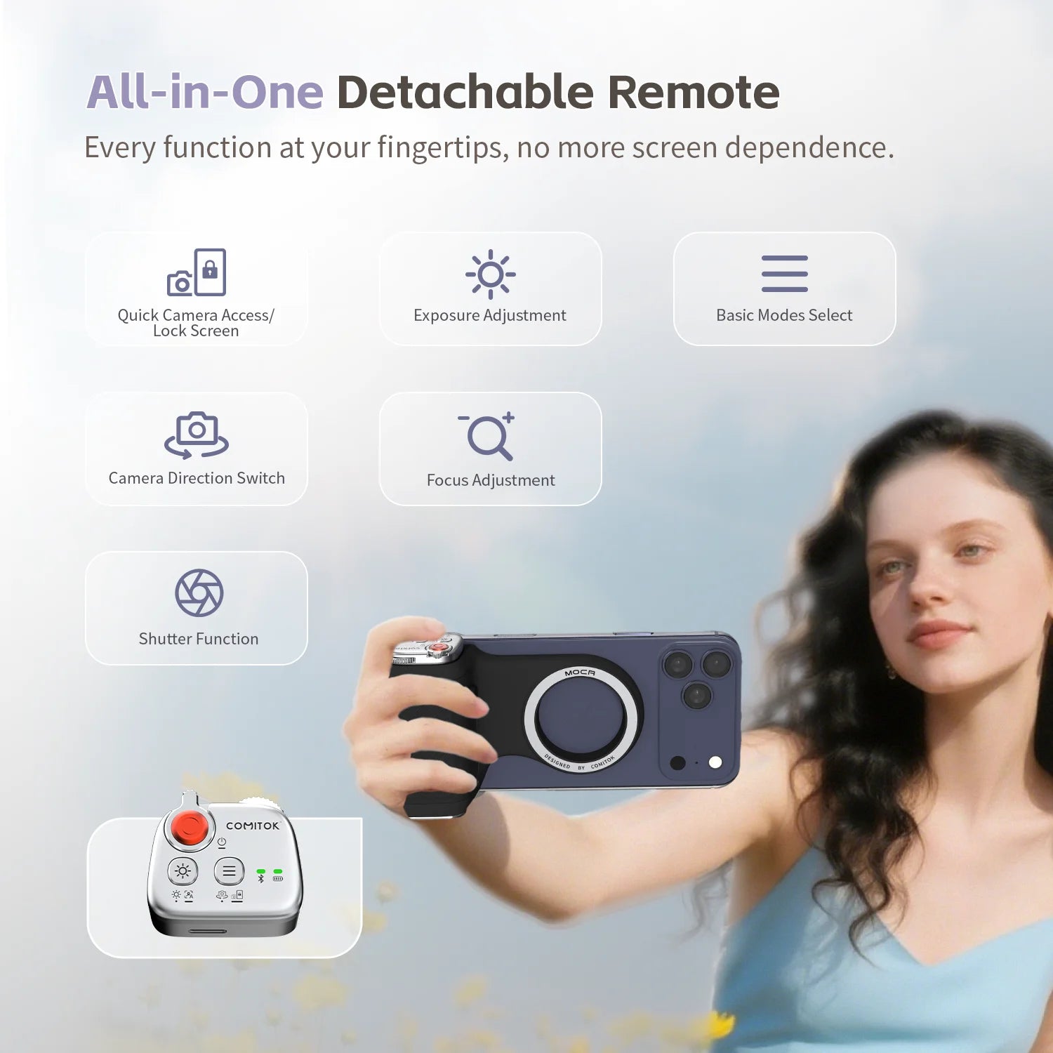 COMITOK MOCA Magnetic Phone Grip With Remote Control