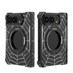 Spider Web Textured MagSafe Case with 360° Rotating Ring Stand for iPhone Duo