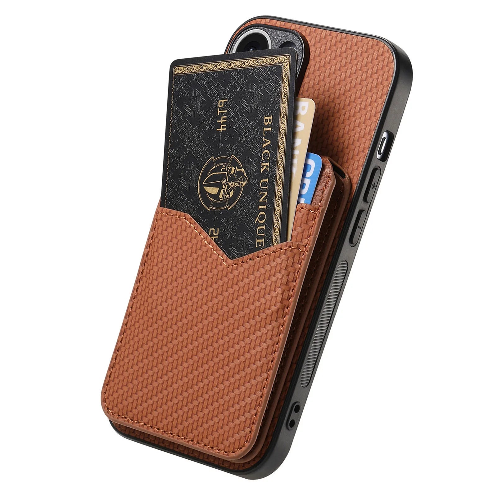 2-in-1 Detachable Carbon Fiber Pattern MagSafe Case with Flip Card Holder for iPhone 17 Series