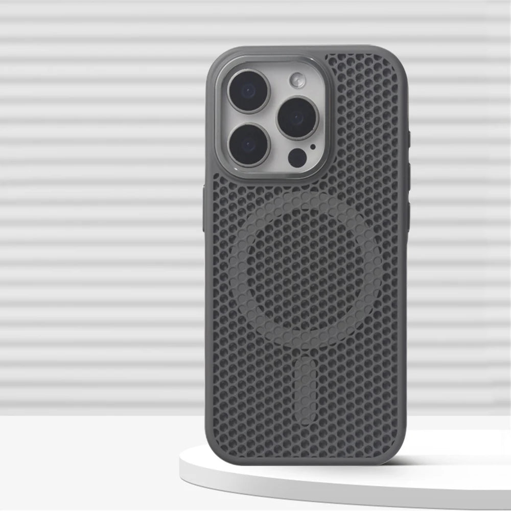 Honeycomb Grid Mesh Cooling Case with MagSafe for iPhone 15 Series