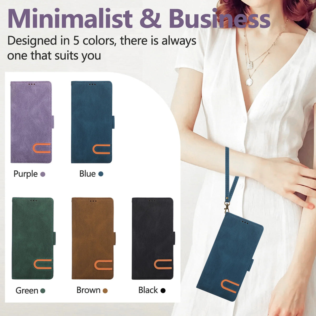 Leather Wallet Case with Built-In Stand and Strap for Samsung Galaxy Z Fold 8 Ultra