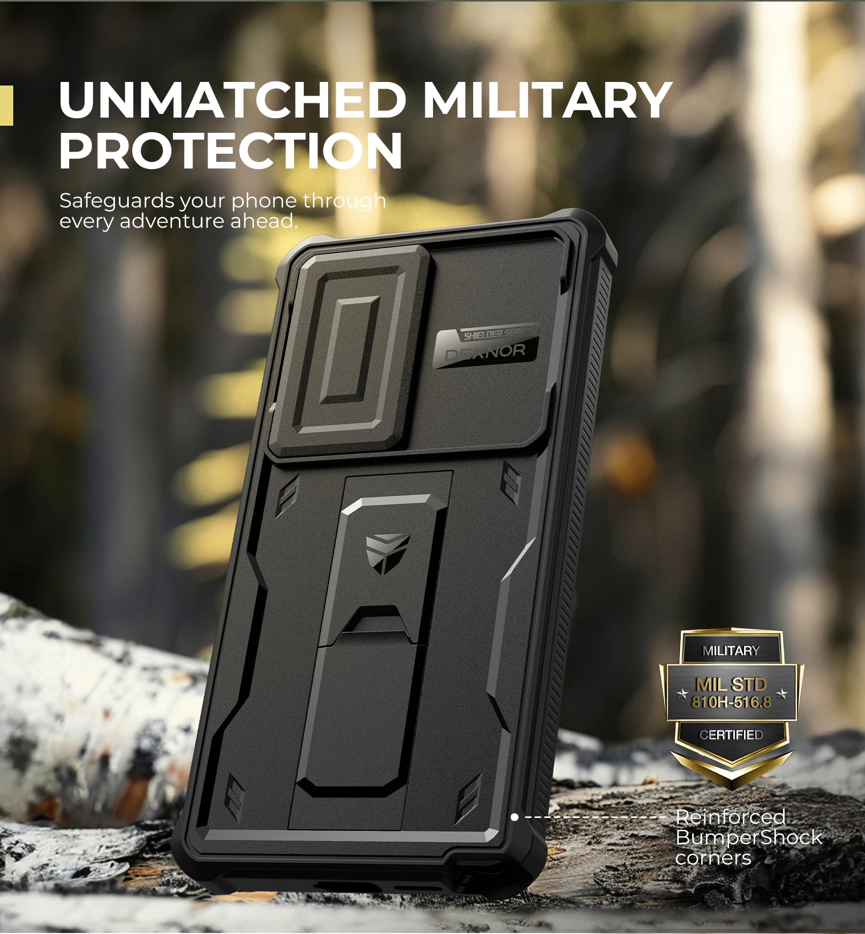 Military-Grade Protection Rugged Case with Camera Cover & Built-In Screen Protector for Samsung Galaxy S25 Ultra