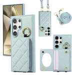 Crossbody Leather Ring Wallet Case with Mirror & Card Holder for Samsung Galaxy S25 Series