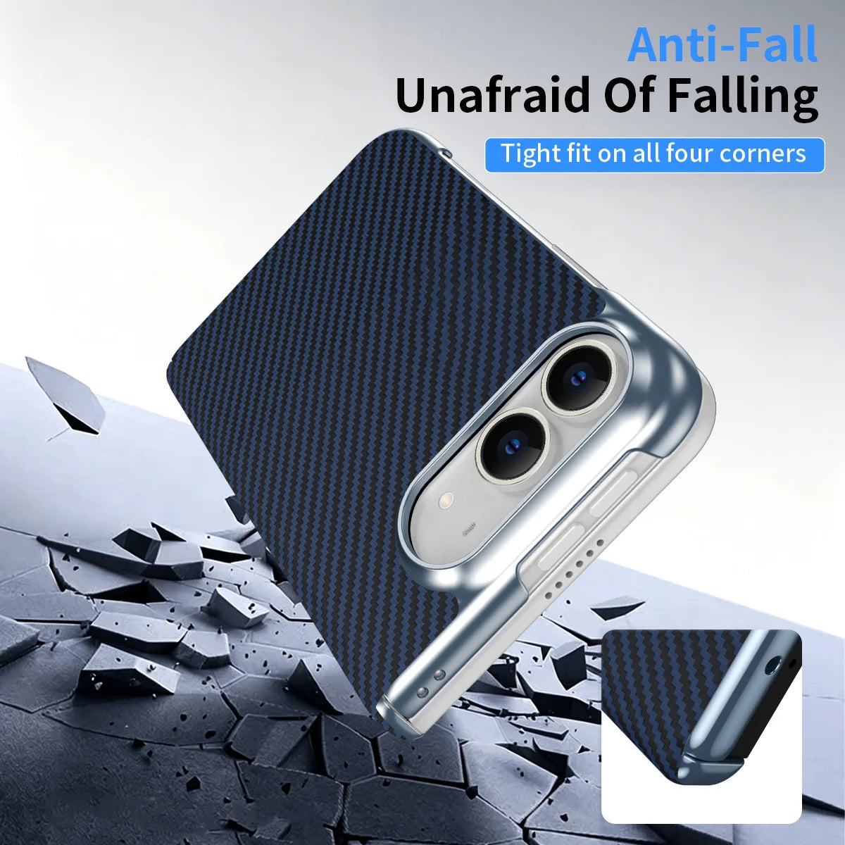 Carbon Fiber Texture Case with Hinge Protection for iPhone Duo