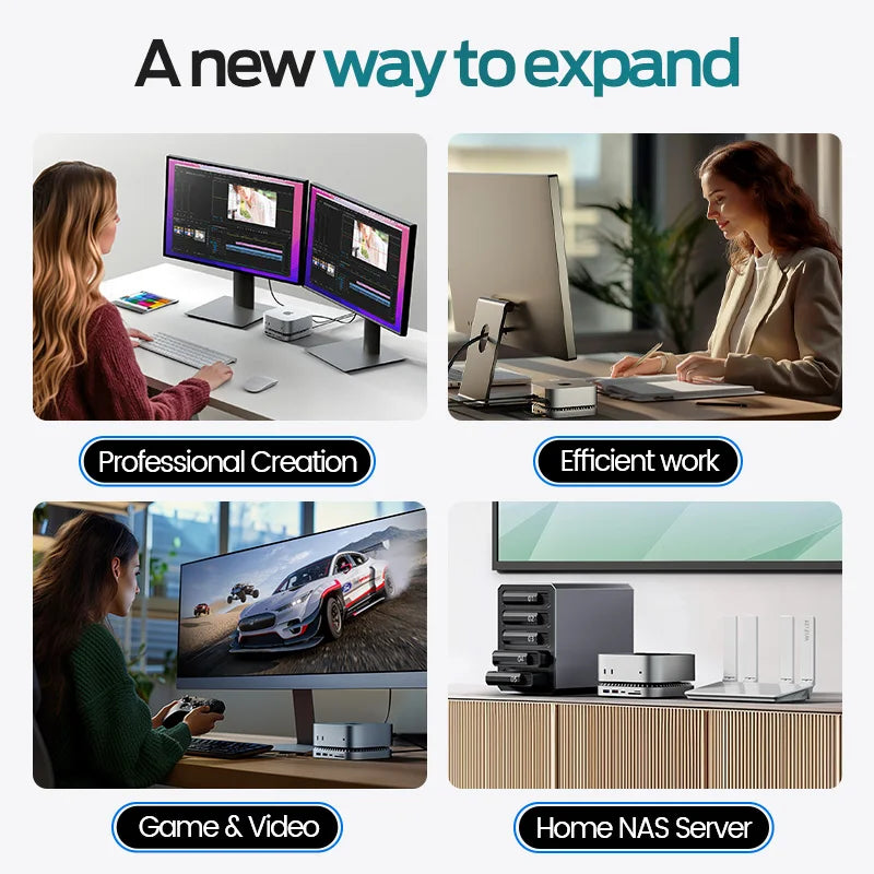 MOVESPEED DK5A1 13-in-1 USB-C Hub & Stand for Mac Mini M4/M4Pro