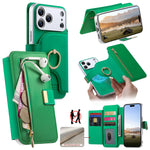 2-in-1 Detachable MagSafe Leather Wallet Case with Ring for iPhone 17 Series