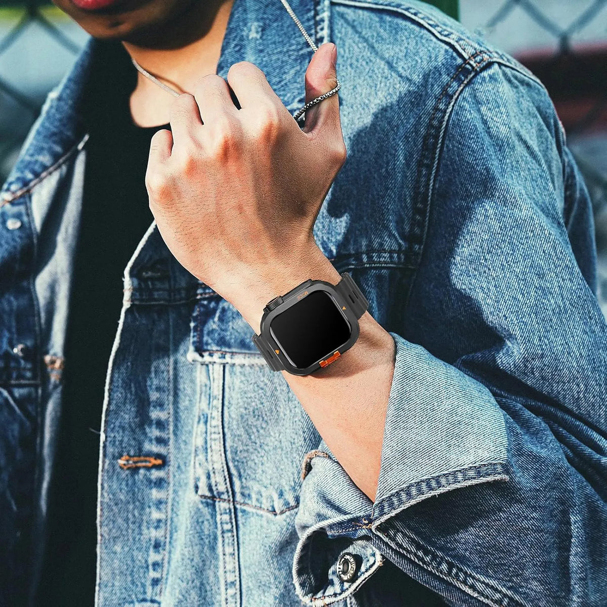 Hard Metal Bumper Case with Textured Mesh Grips for Apple Watch