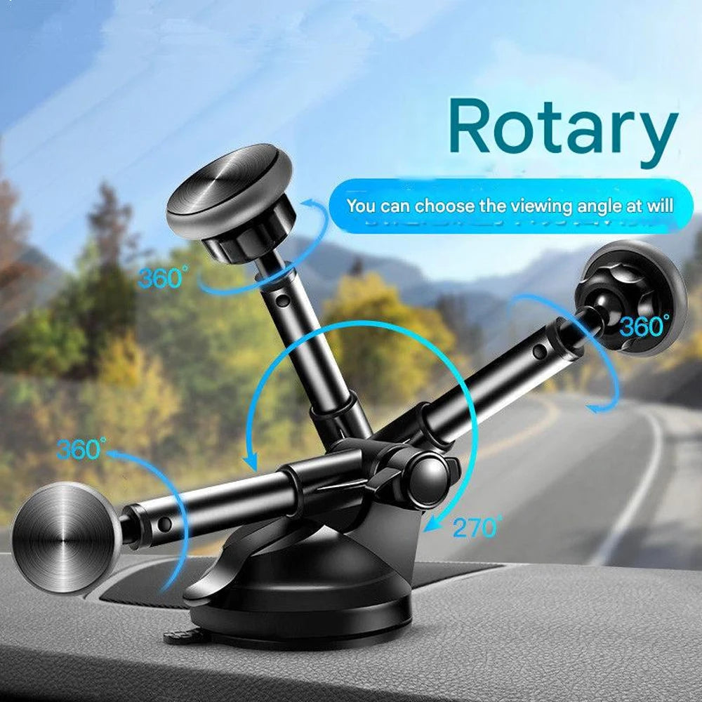360° Adjustable Magnetic Car Phone Stand with Suction Base