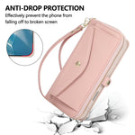 iPhone 15 Series Crossbody Wallet Case with Built-In Mirror and Kickstand