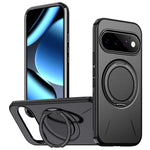 Carbon Fiber Dual-Layer Armor Case with 360° Rotating Magnetic Ring Stand for Google Pixel 11 Series