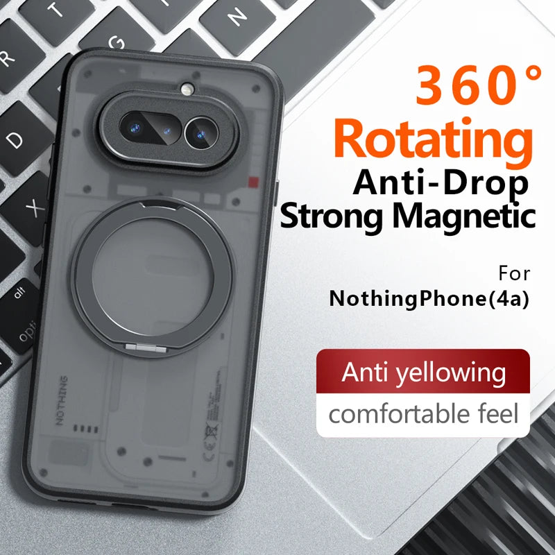 Nothing Phone 4a Translucent Anti-Fingerprint Magnetic Case with Ring Holder