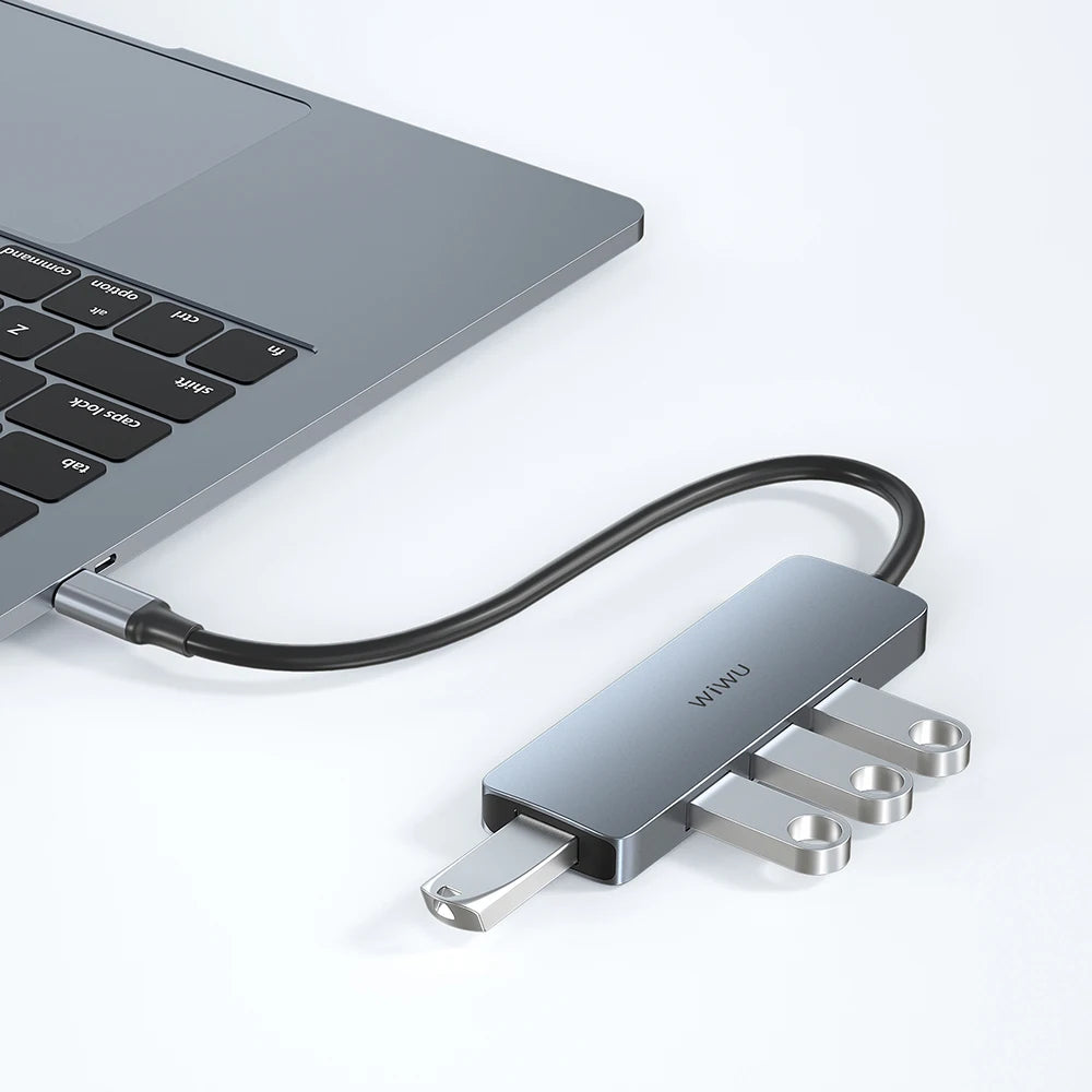 WiWU Alpha 440Pro Aluminum USB-C Hub with 4 USB 3.0 Ports