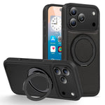 Premium Leather MagSafe Case for iPhone 17 Series with 360° Rotating Ring Stand