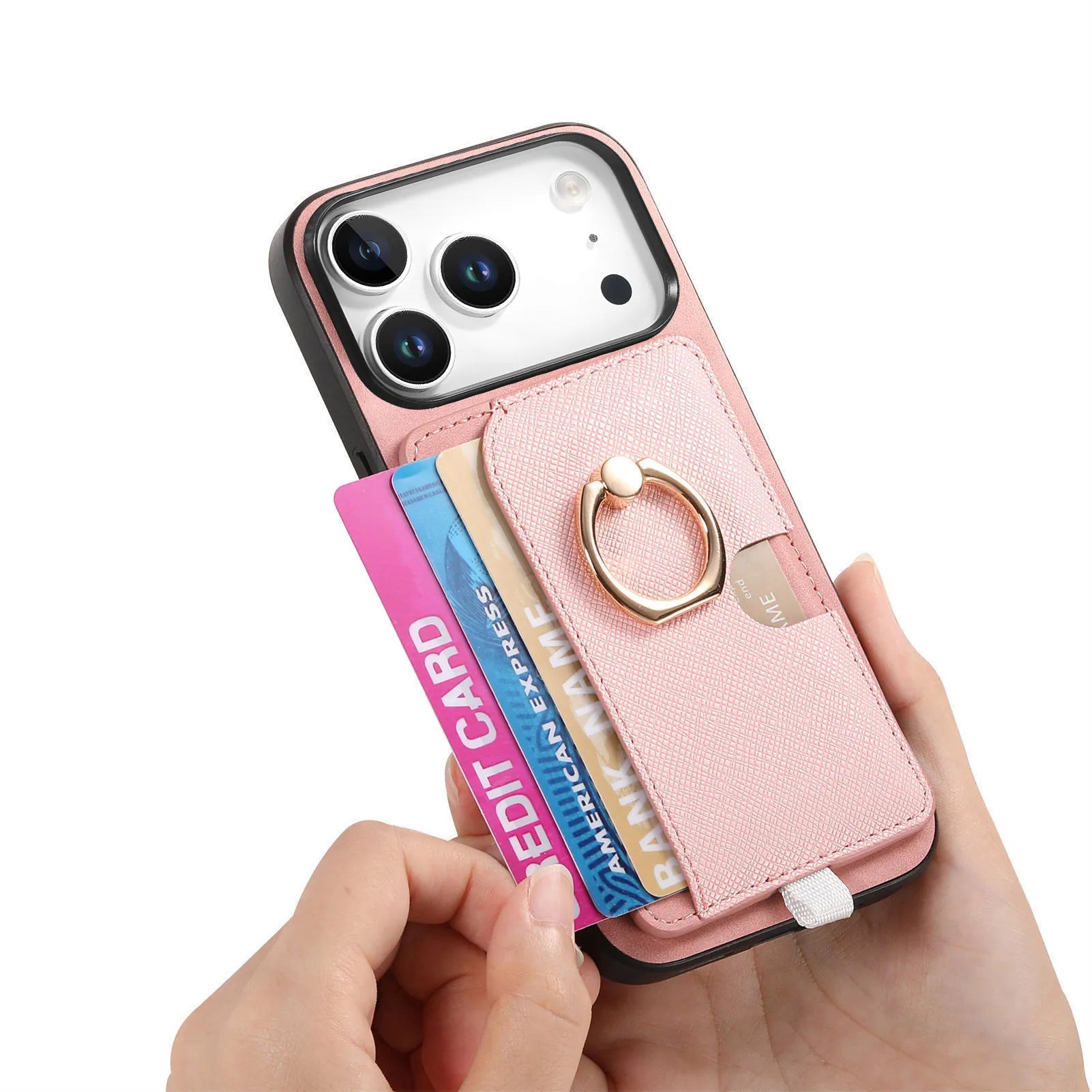 2-in-1 Detachable Leather Wallet Case with Card Slot & Ring Holder for iPhone 17 Series
