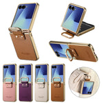 Samsung Galaxy Z Flip 7 Premium Leather Case with Metallic Trim