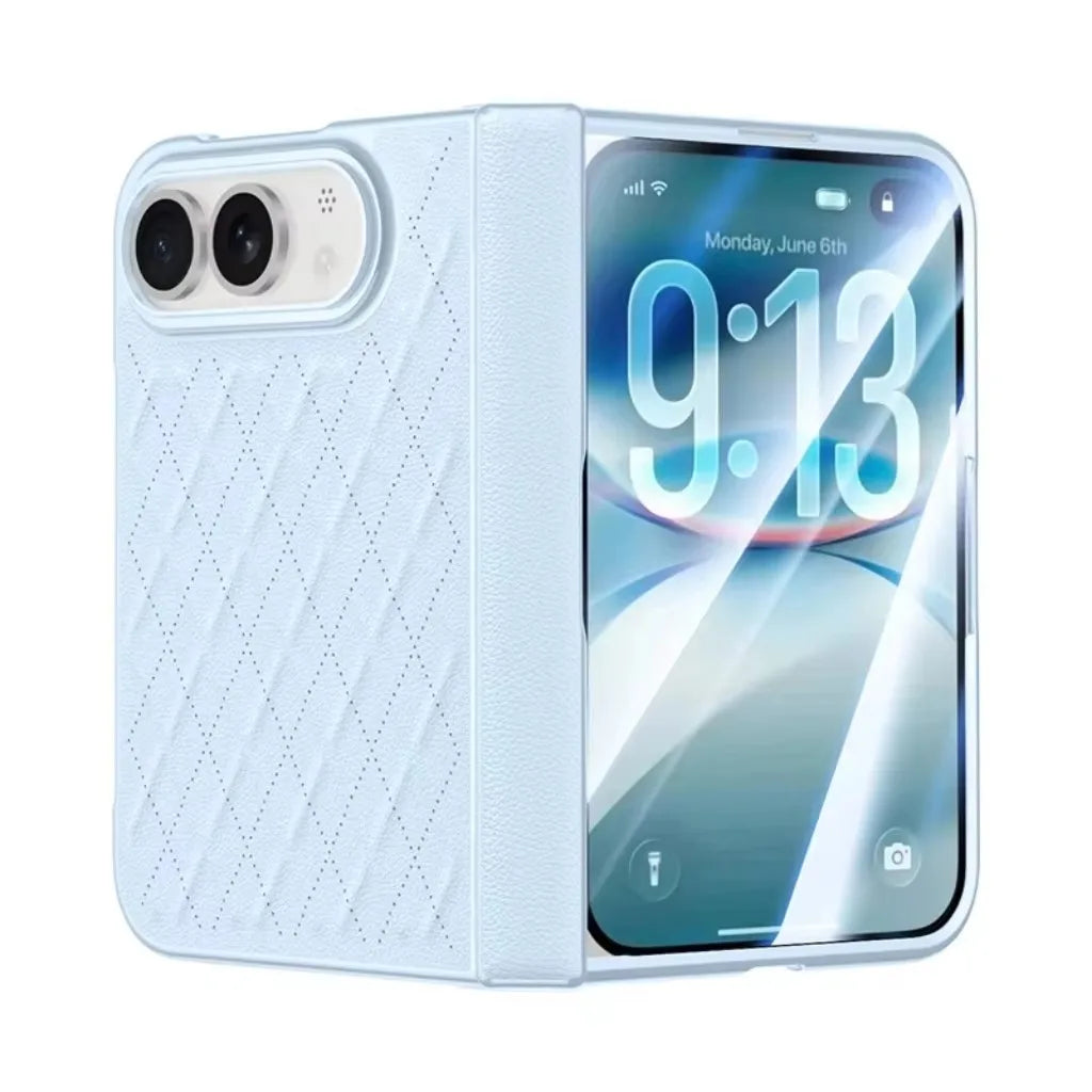 Quilted Hinge Protection Case with Tempered Glass Front Screen for iPhone Duo