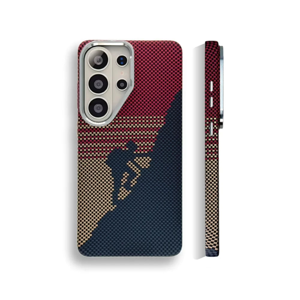 Carbon Fiber Magnetic Case with Metal Lens Cover for Samsung Galaxy S25 Ultra