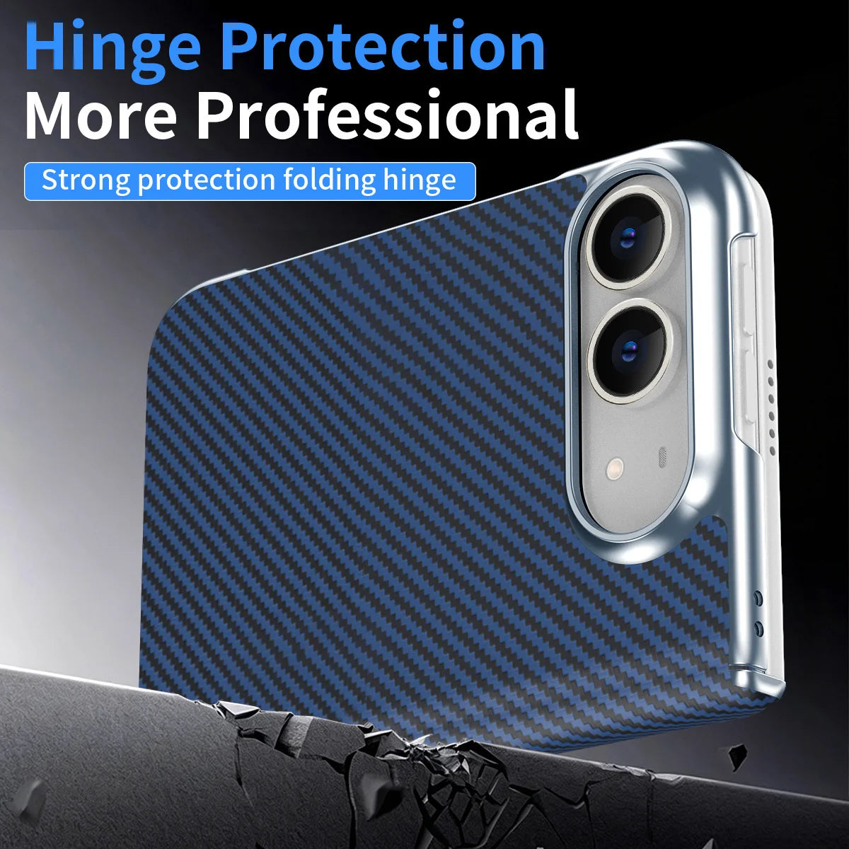 Carbon Fiber Texture Case with Hinge Protection for iPhone Duo