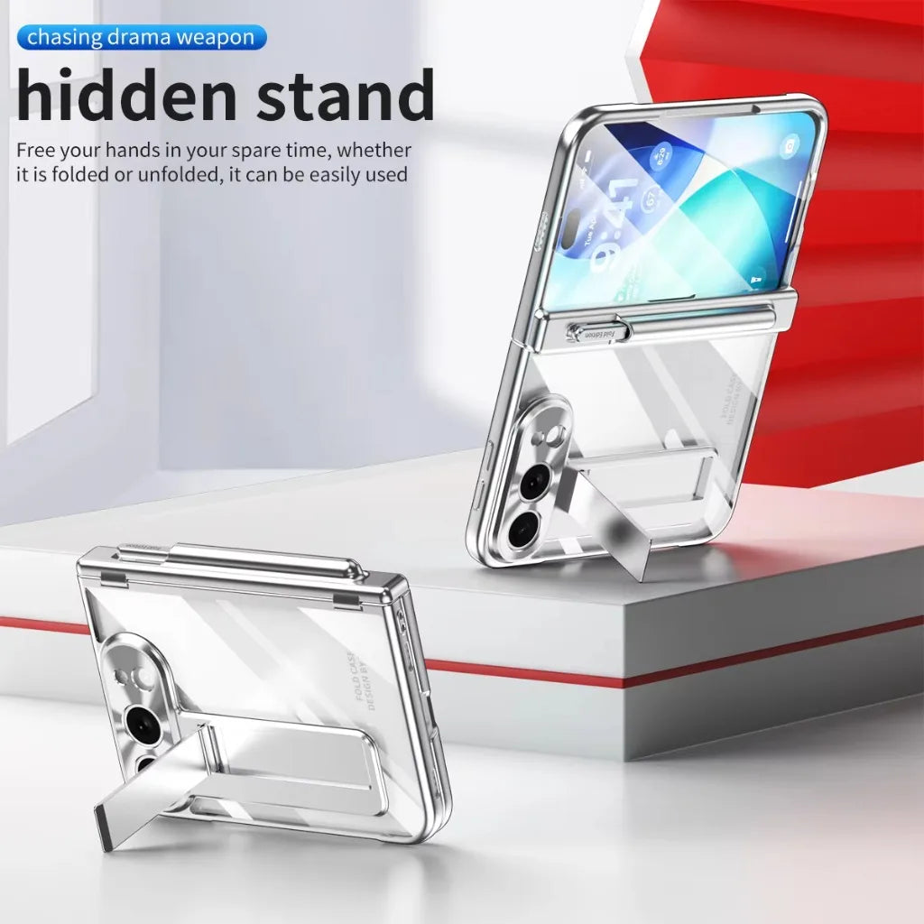 Clear Hinge Protection Case with Integrated Stylus Slot for iPhone Duo