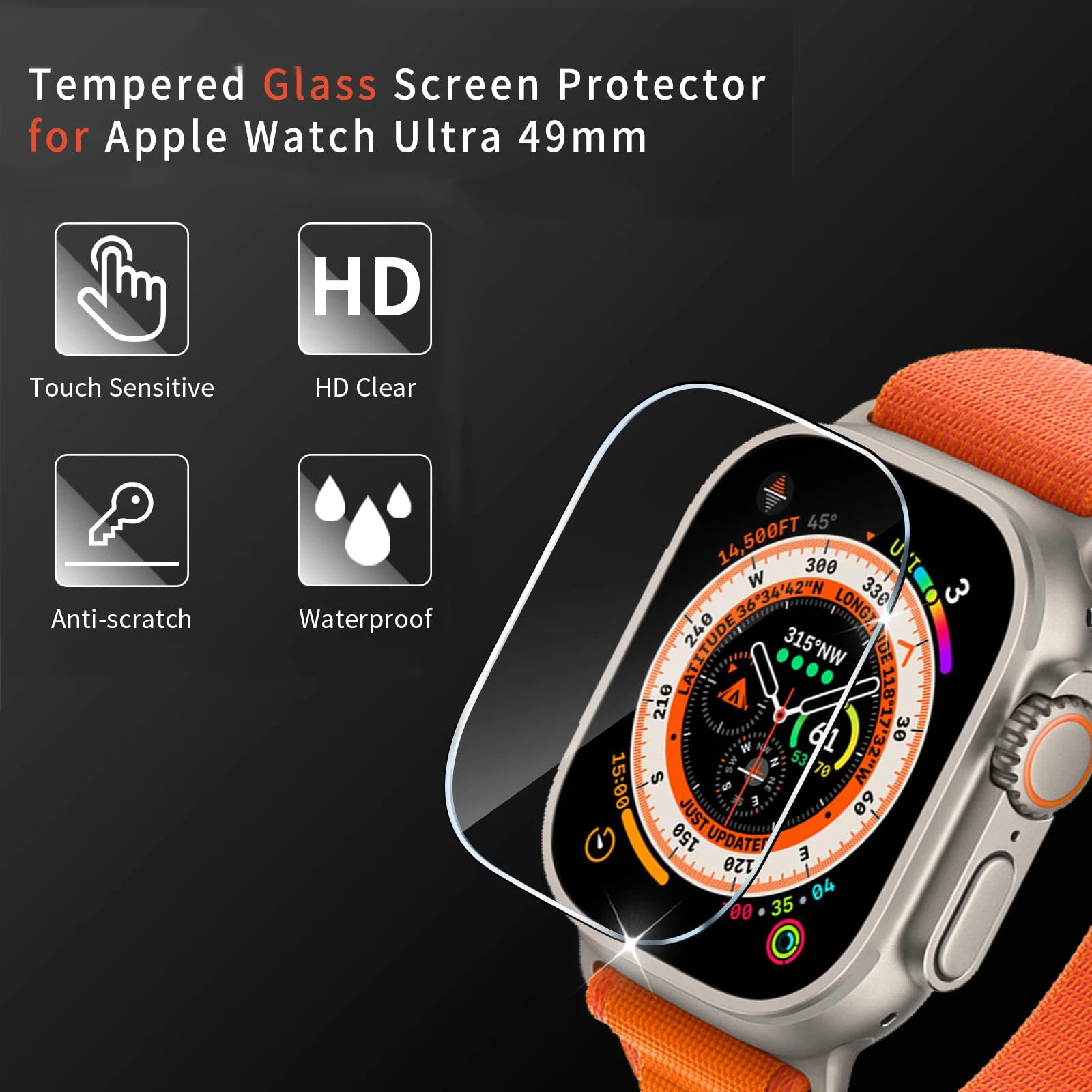 Anti-Scratch Waterproof Screen Protector for Apple Watch Ultra