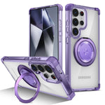 Protective Transparent Magnetic Case with 360° Rotating Holder for Samsung Galaxy S25 Series