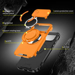Durable Heavy Duty Case with Camera Slide Cover & Magnetic Ring Kickstand for iPhone 17 Series