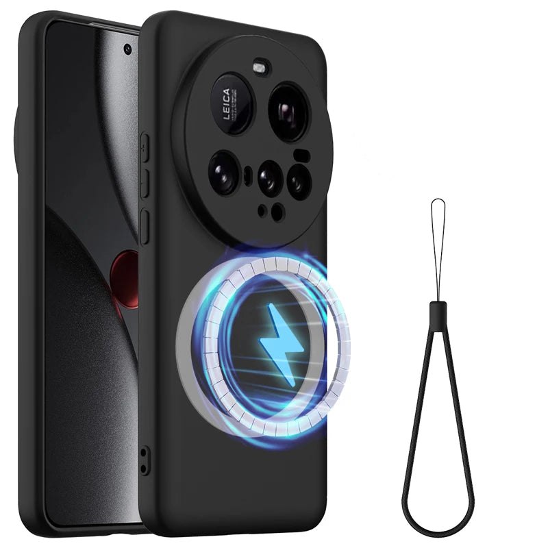 Premium Magnetic Silicone Case with Flocking Inside & Detachable Strap for Xiaomi 15 Ultra
