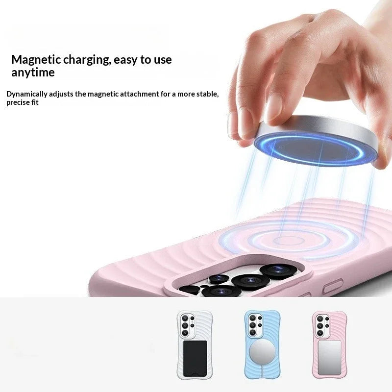 Liquid Silicone Rippled Case with Raised Screen Protection for Samsung Galaxy S26 Series