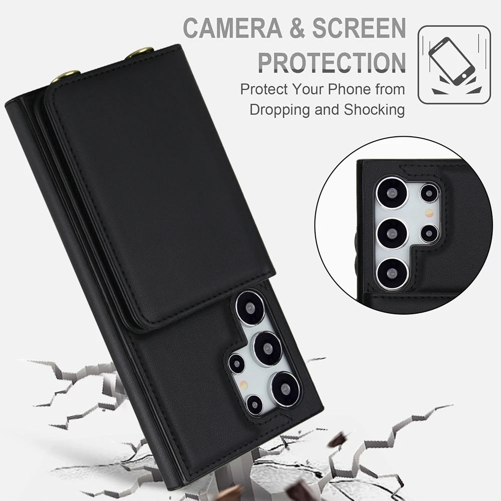 Premium Crossbody Leather Wallet Case for Samsung Galaxy S25 Series