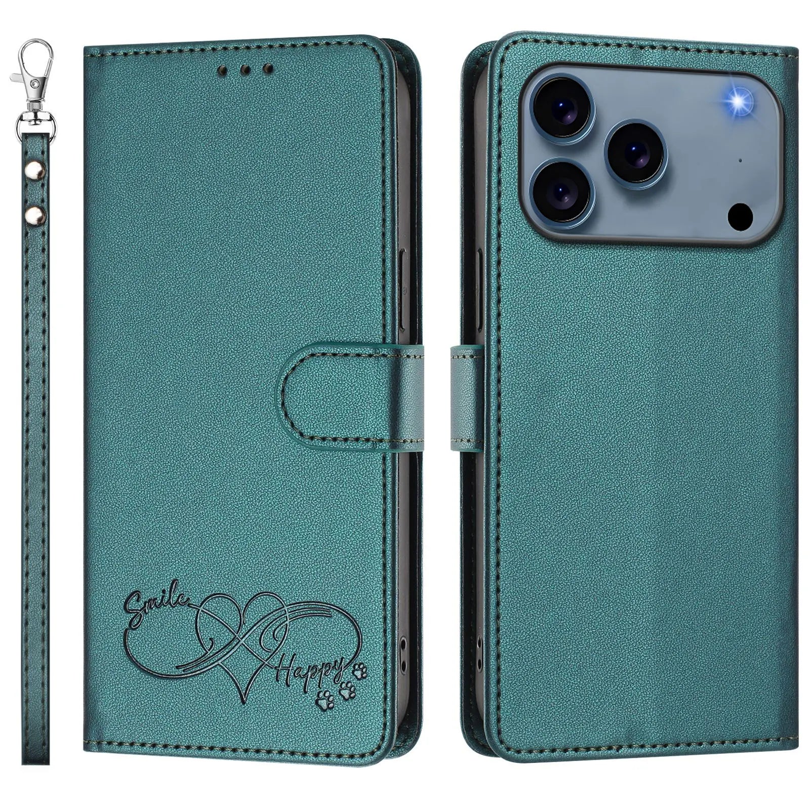 Heart Pattern Flip Wallet Case for iPhone 17 Series